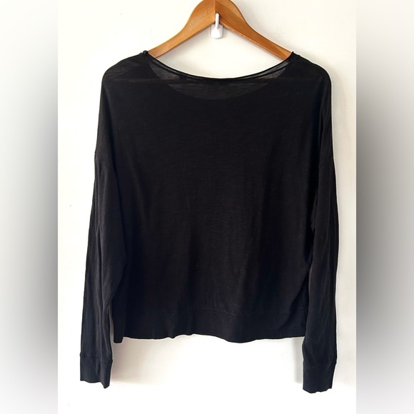 VINCE Minimalist, Black Basic Lightweight Long Sleeve Shirt | Medium - Picture 4 of 6